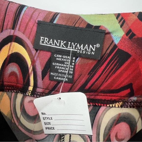 Frank Lyman‎ Design Butterfly and Peacock Feather Print Summer Dress US6 y2k - Picture 8 of 14